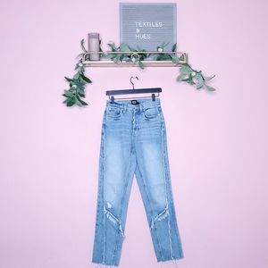 BDG Slim Straight Distressed High Rise Frayed Jeans